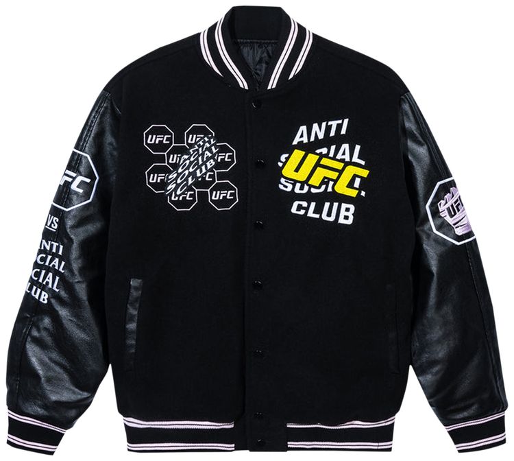 Anti Social Social Club x UFC Corner Varsity Jacket Black