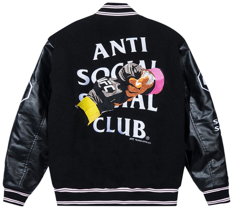 Anti Social Social Club x UFC Corner Varsity Jacket Black