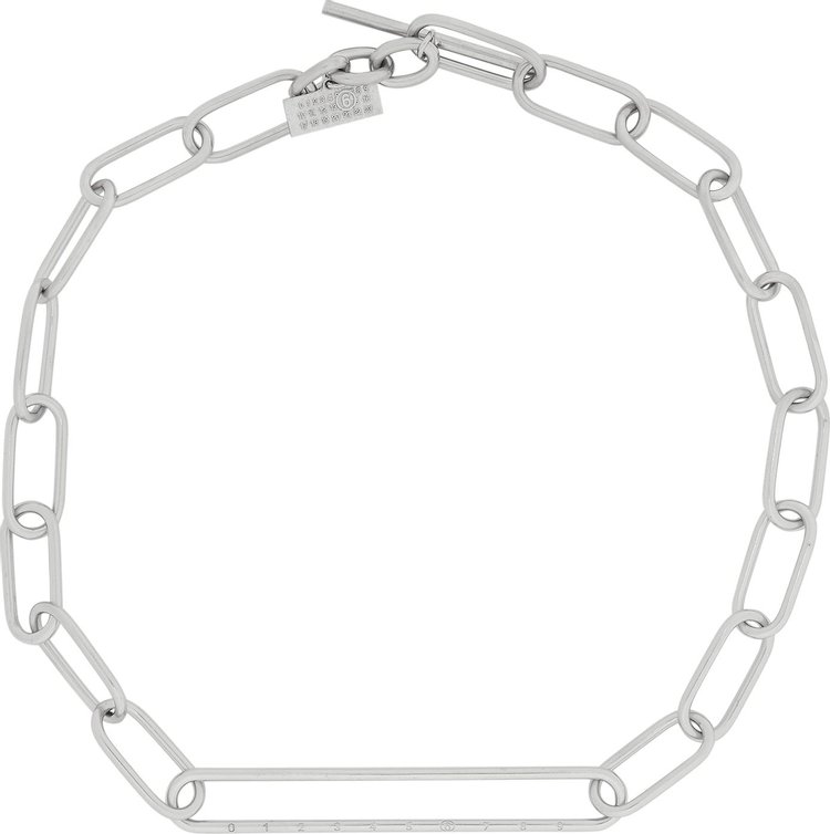 MM6 Maison Margiela Metal Elongated Necklace Palladio Burattato