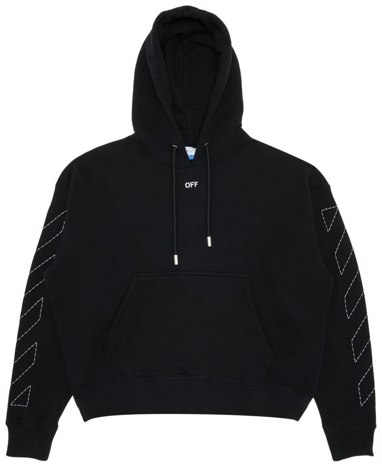 Off White Stitch Arrow Skate Hoodie BlackWhite
