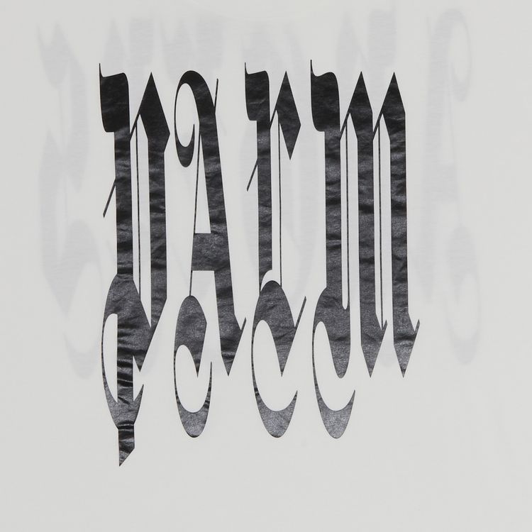 Palm Angels Back Gothic Palm Over Tee Off WhiteBlack