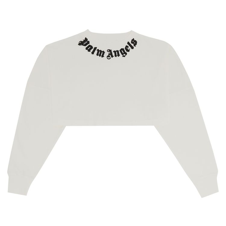 Palm Angels Neck Logo Mini Cropped Tee Off WhiteBlack