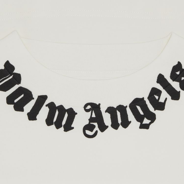 Palm Angels Neck Logo Mini Cropped Tee Off WhiteBlack