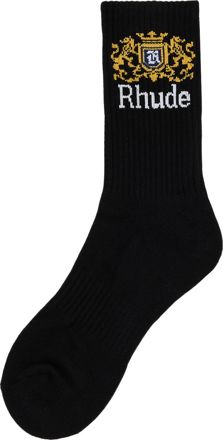 Rhude Crest Logo Sock BlackWhiteYellow