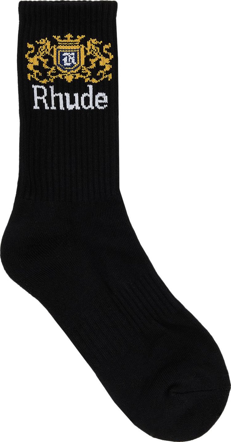 Rhude Crest Logo Sock BlackWhiteYellow