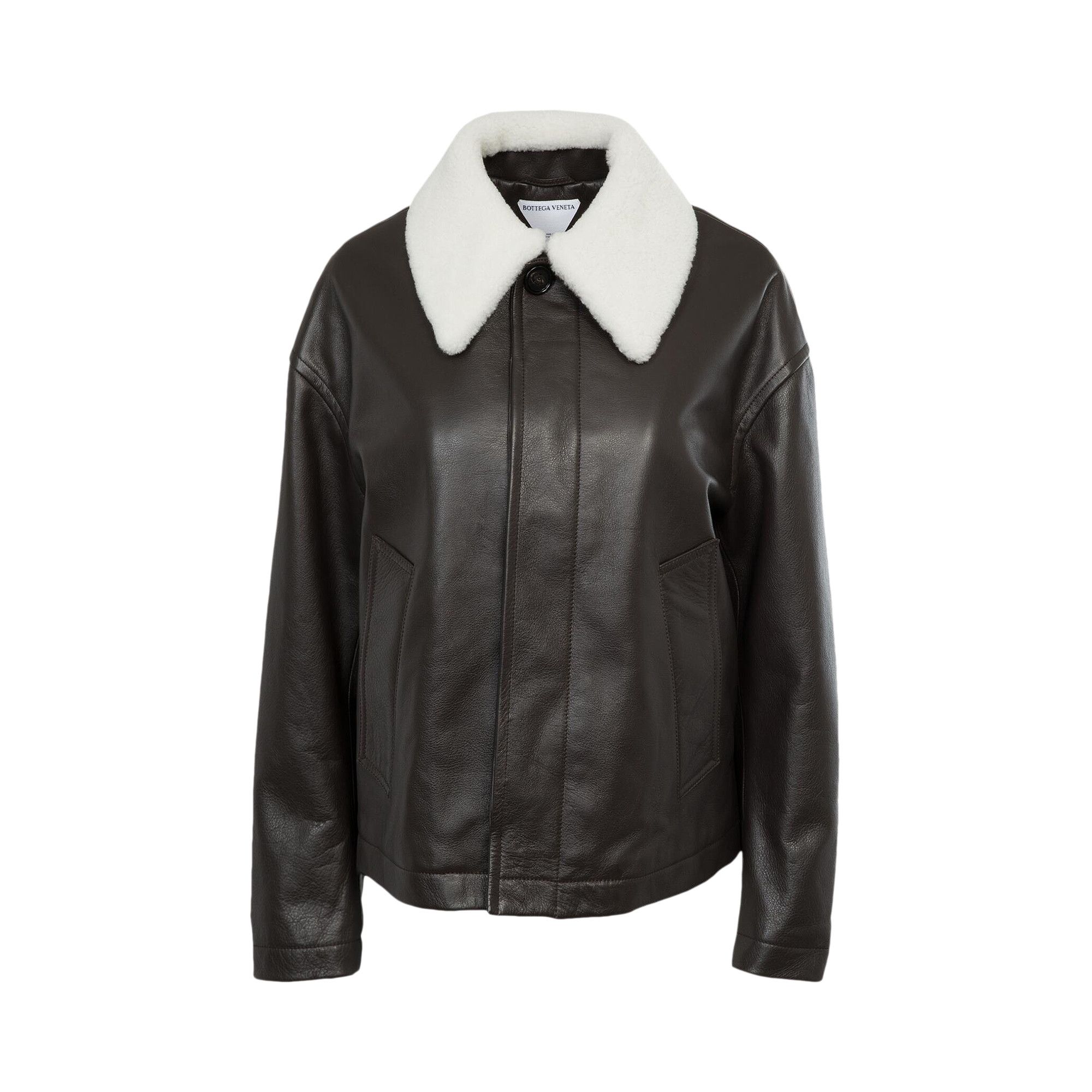 Buy Bottega Veneta Shearling Collar Leather Jacket 'Fondant
