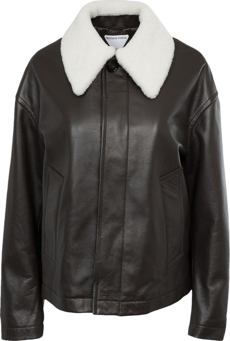 Bottega Veneta Shearling Collar Leather Jacket Fondant