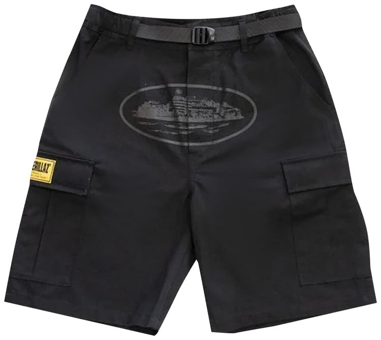 Corteiz RTW OG Alcatraz Cargo Shorts Triple Black