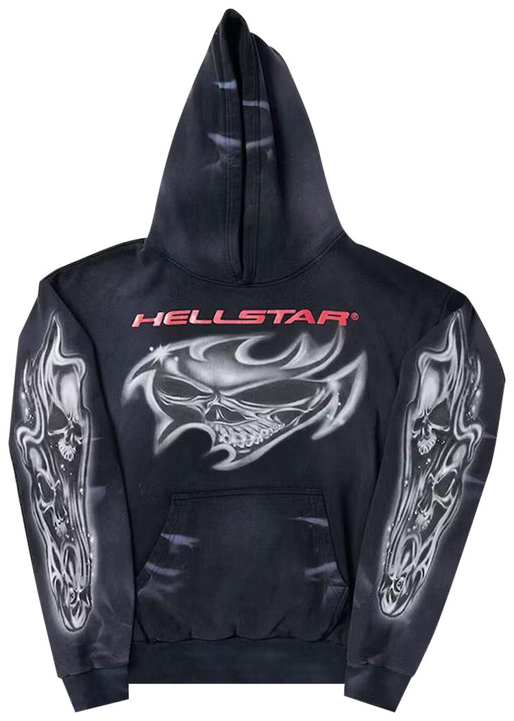 Hellstar Airbrushed Skull Hoodie Black