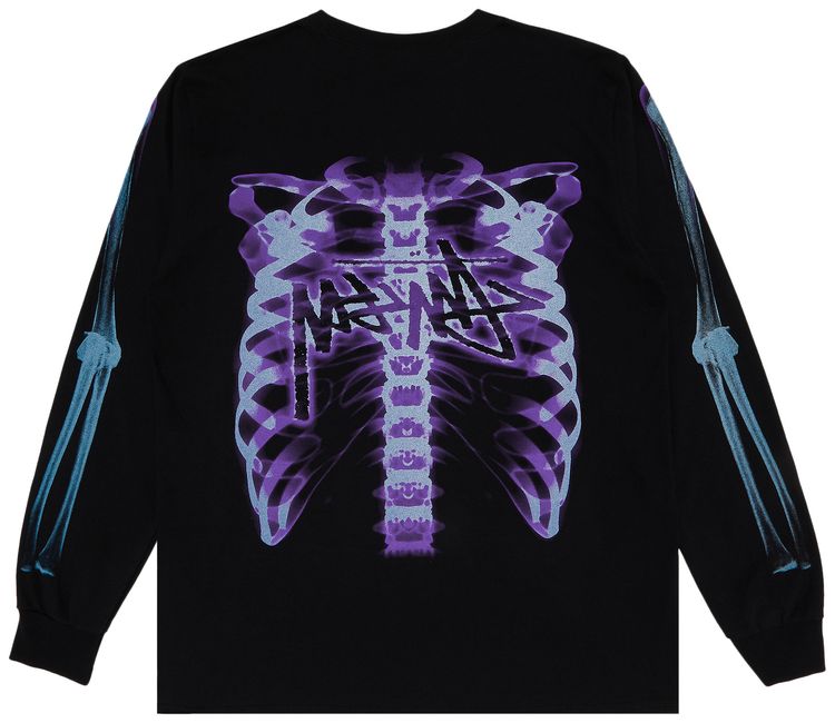 Stussy Rib Cage 3M Long Sleeve Tee Black
