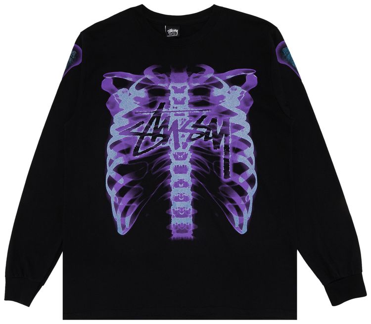 Stussy Rib Cage 3M Long Sleeve Tee Black