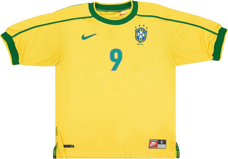 Nike Brazil 1998 Reissue Soccer Replica Jersey Varsity MaizePine GreenLucky Green