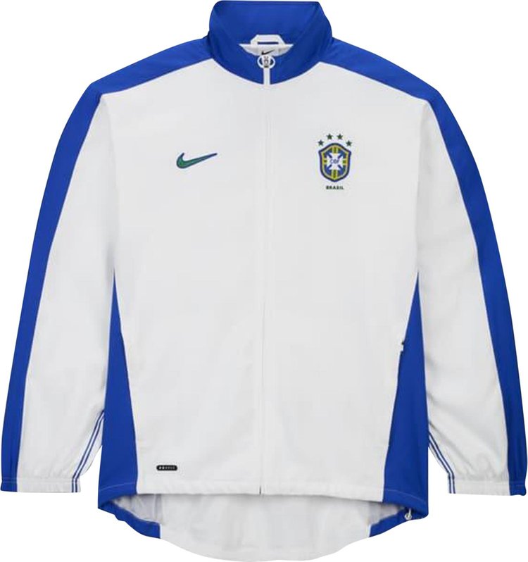 Nike Brazil 1998 Reissue Soccer Replica Track Jacket WhiteLyon BlueLyon Blue