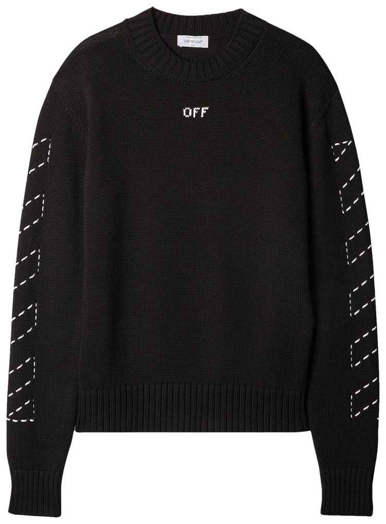 Off White Stitch Arrow Diags Knit Crewneck BlackWhite
