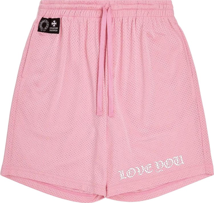 Chrome Hearts Love You Mesh Varsity Shorts Pink