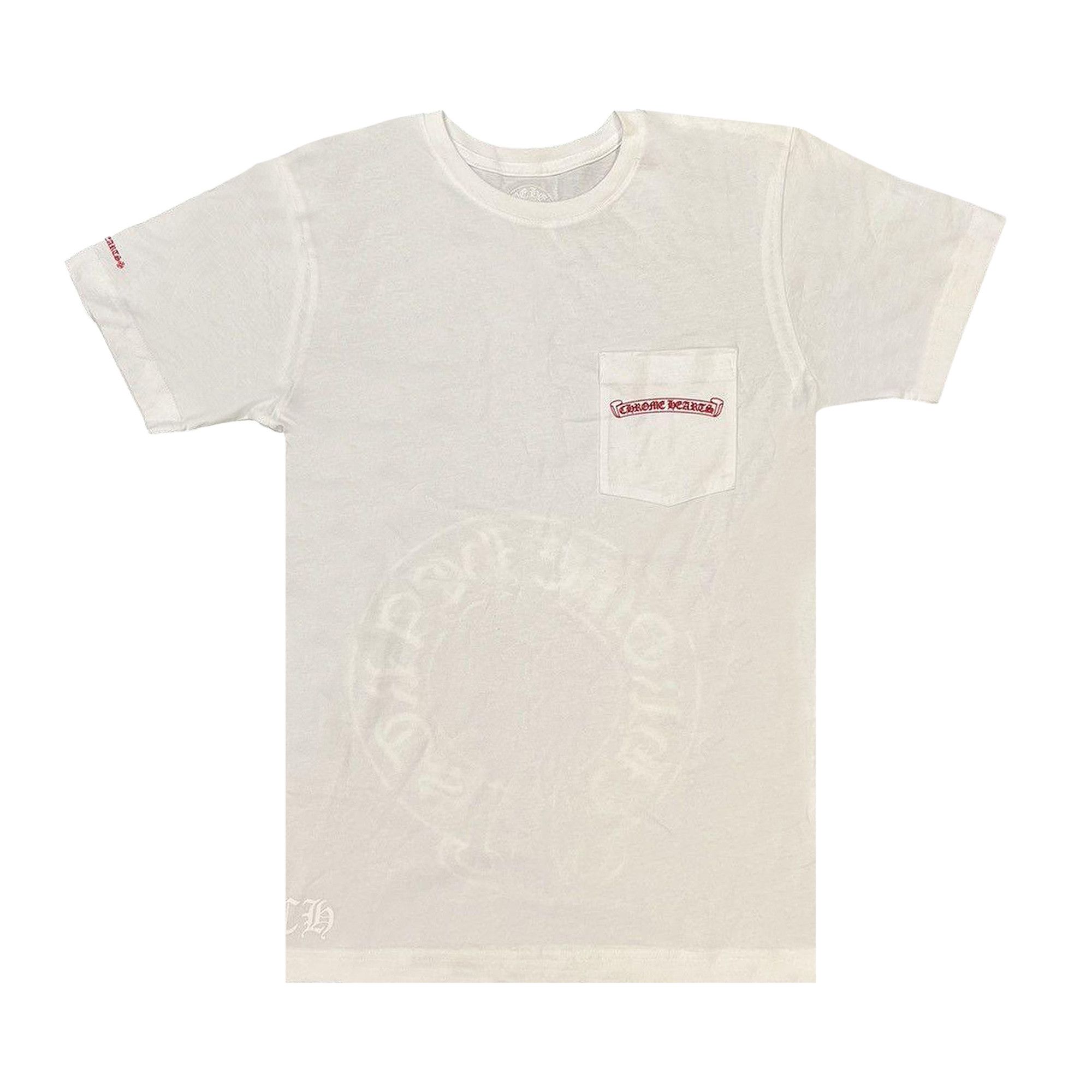 Buy Chrome Hearts Red Scroll Pocket Tee 'White' - 1383