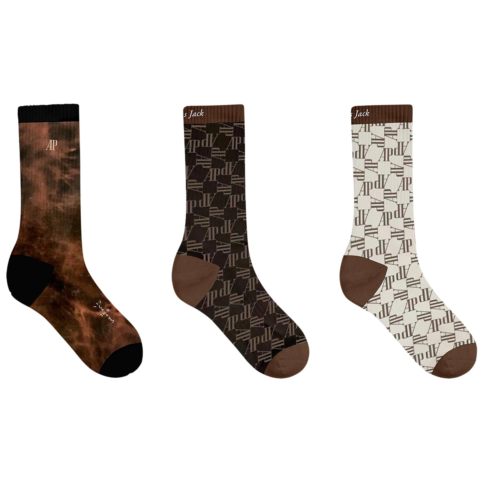 【TRAVIS SCOTT】REVERSE JACK SOCKS BROWN Travis Scott Cactus Trails Hiking Socks Pack Natural/Gold