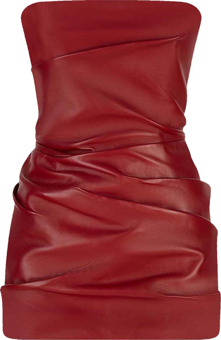 The Attico Leather Mini Dress Vibrant Red