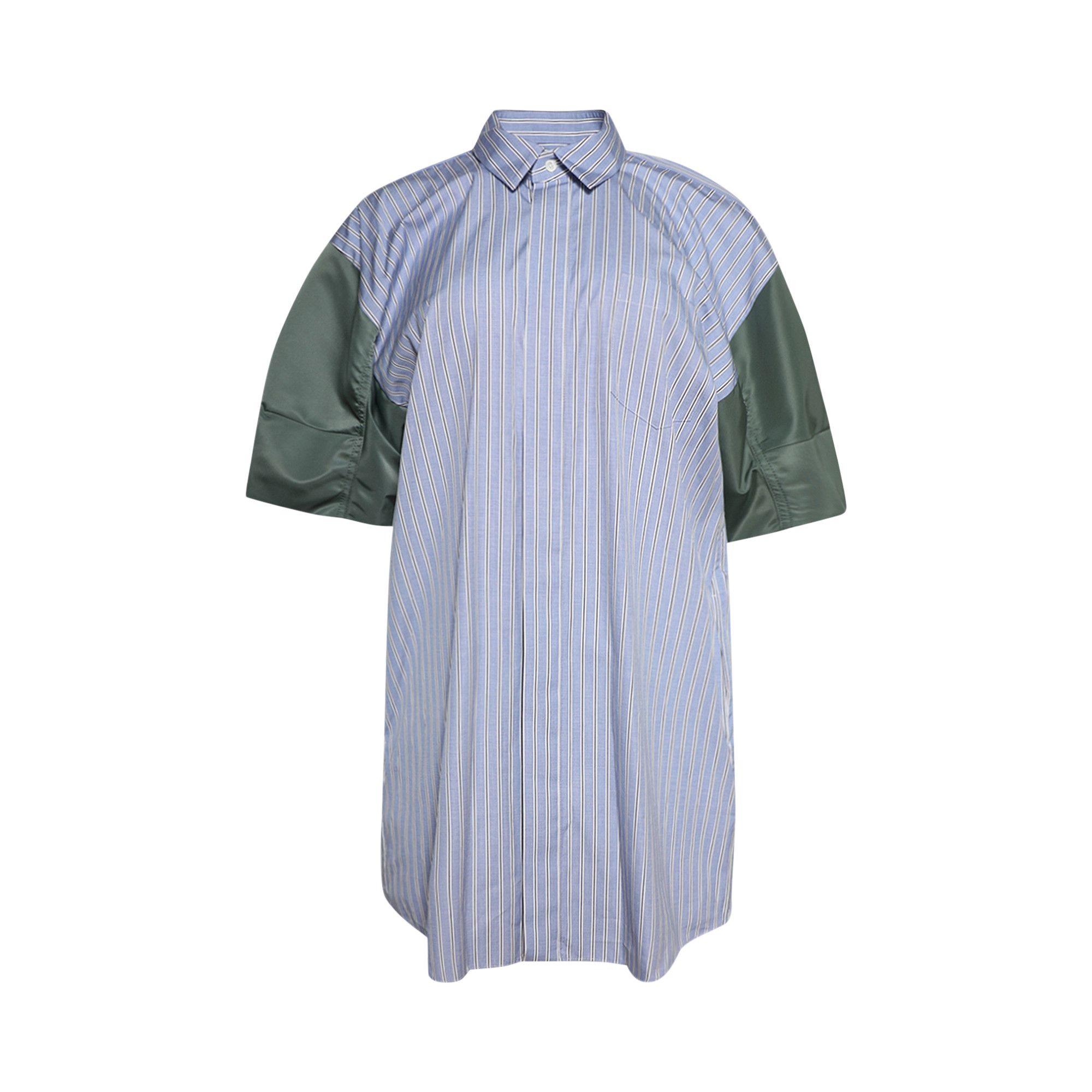 Buy Sacai Poplin x Nylon Striped Twill Dress 'Light Blue/Khaki