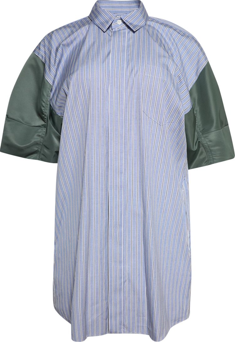 Sacai Poplin x Nylon Striped Twill Dress Light BlueKhaki