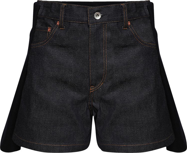 Sacai Denim x Wool Melton Shorts Navy