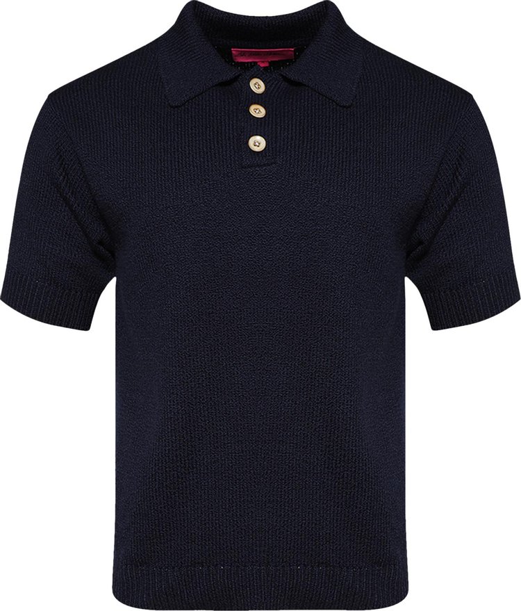 The Elder Statesman Nora Short Sleeve Polo Navy