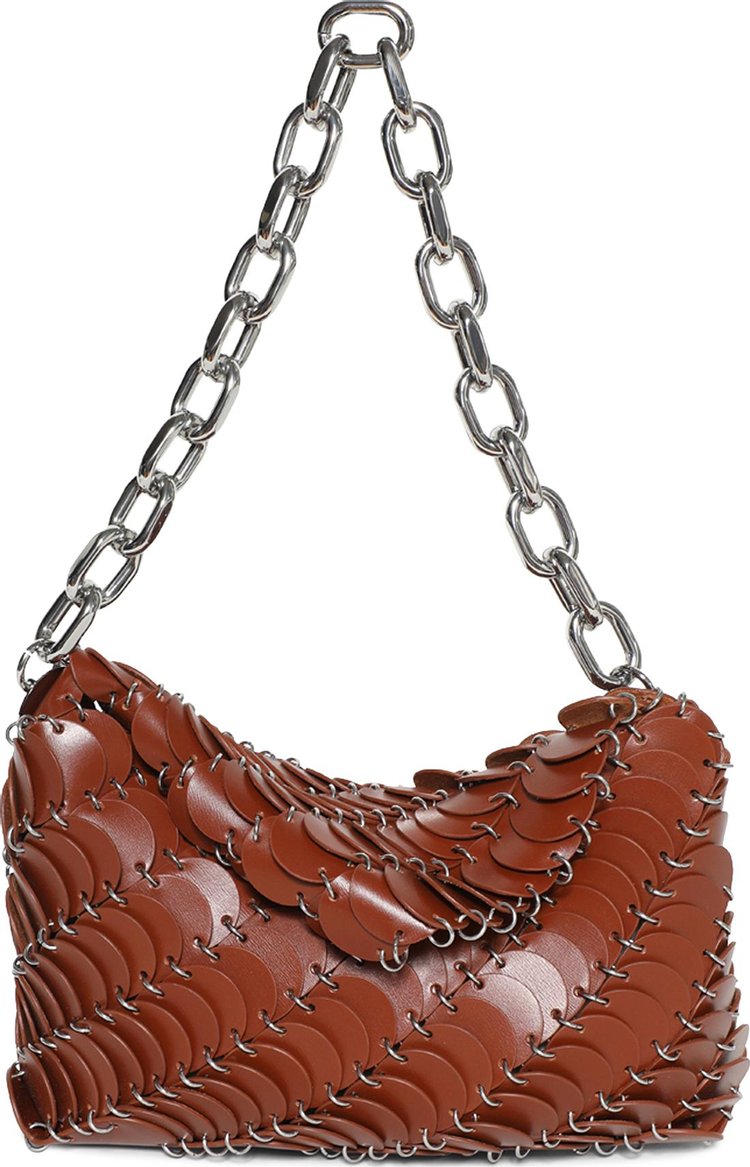 Paco Rabanne Sparkle Sequin Chain Bag Cognac