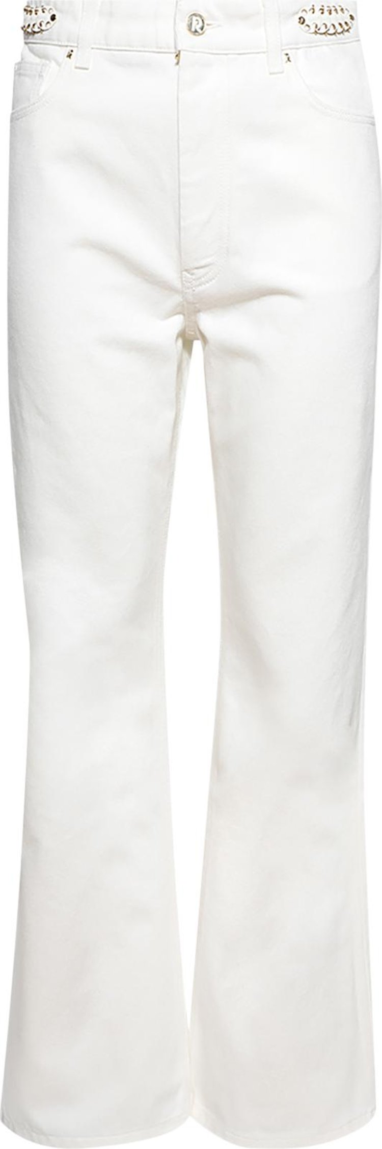 Paco Rabanne Paillette Embellished Flared Denim Jeans Off White