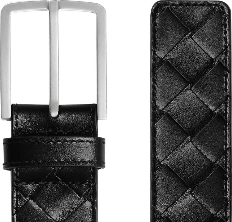 Bottega Veneta Intrecciato Belt BlackSilver