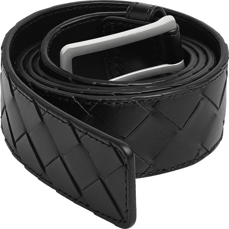 Bottega Veneta Intrecciato Belt BlackSilver