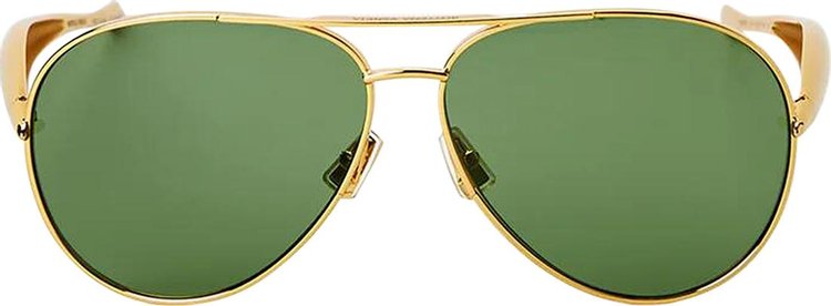 Bottega Veneta Sardine Aviator Sunglasses GoldGreen