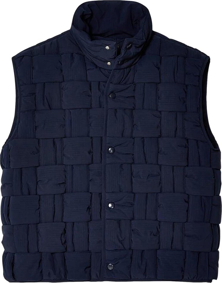 Bottega Veneta Quilted Button Up Vest NavyWhiteSilver