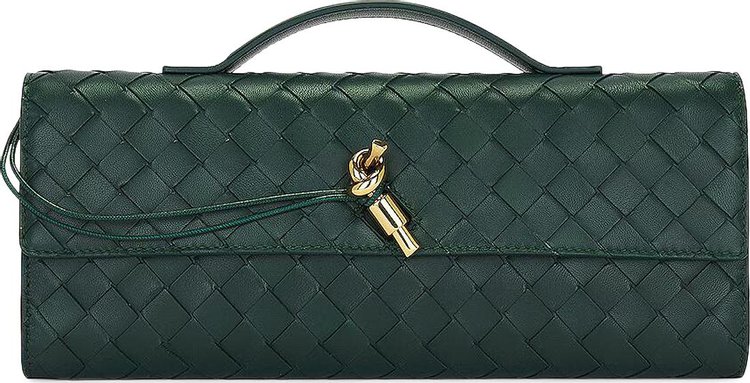 Bottega Veneta Andiamo Long Clutch Emerald GreenBrass