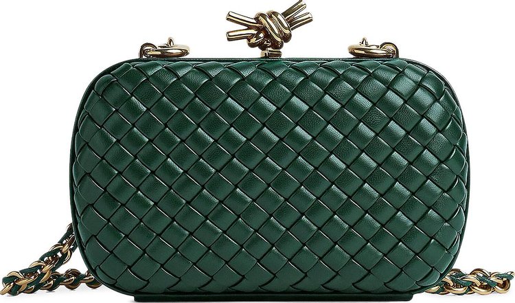 Bottega Veneta Knot Crossbody Clutch Emerald GreenBrass