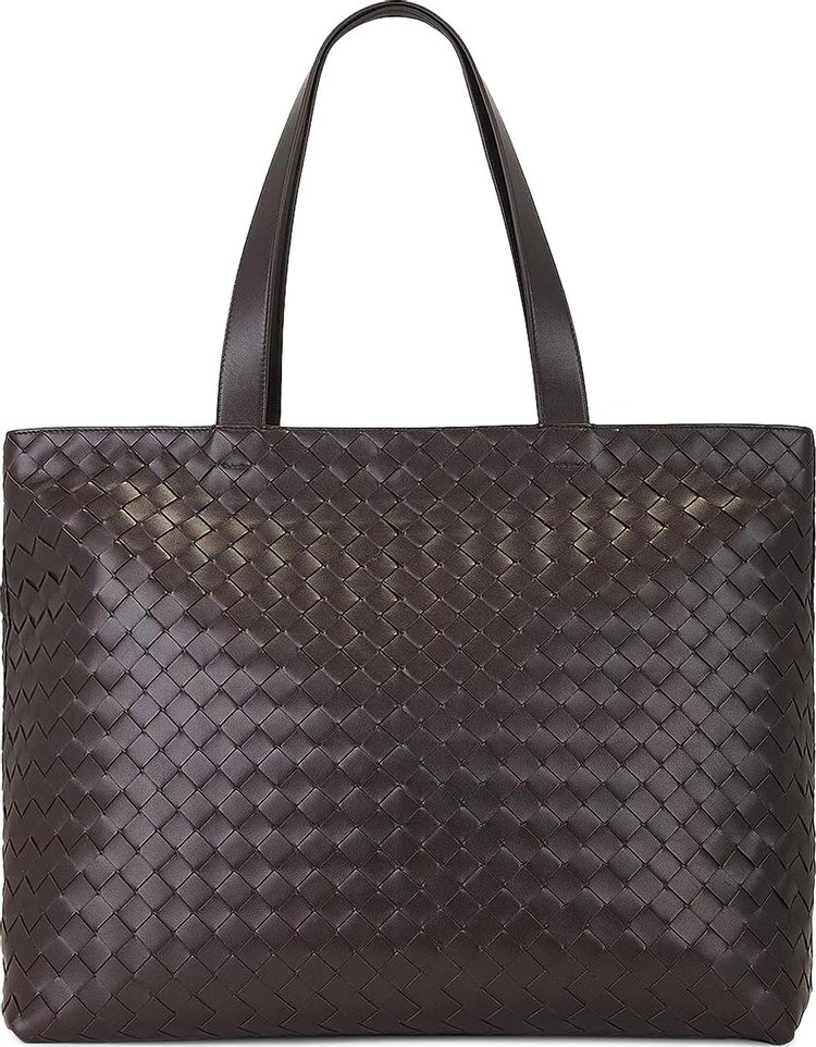 Bottega Veneta Large Intrecciato Zipped Tote Bag FondantSilver