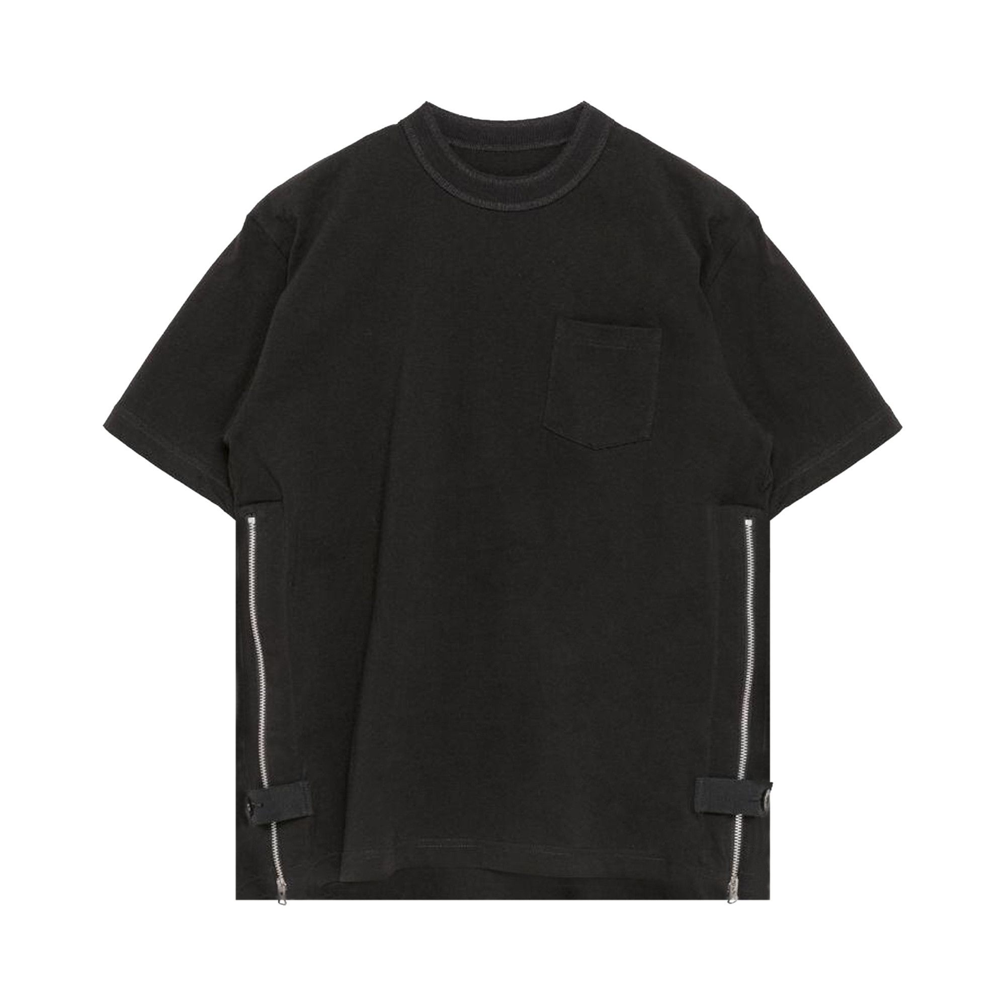 Tシャツ・カットソー SACAI Men Polo Shirts 2403376M 001 BLACK Black Garment Dye Cotton Jersey T-shirt by sacai on Sale