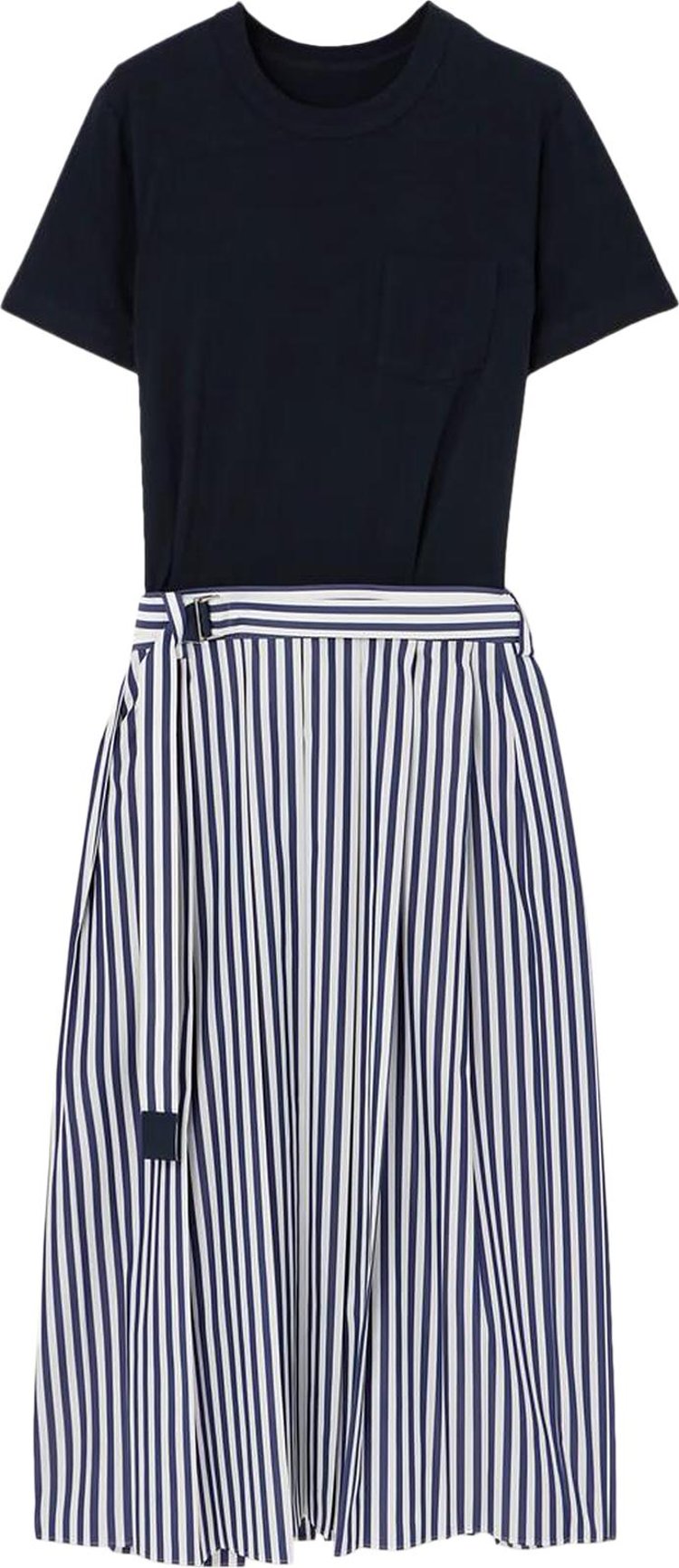 Sacai Poplin Dress Navy Stripe