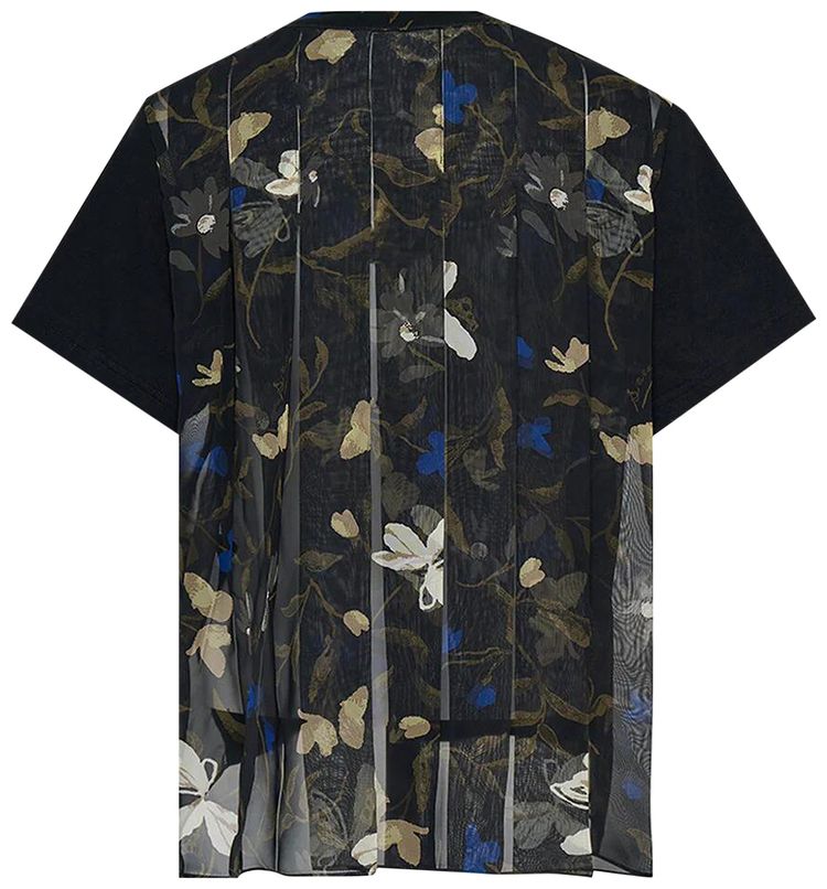 Sacai Floral Print T Shirt Black