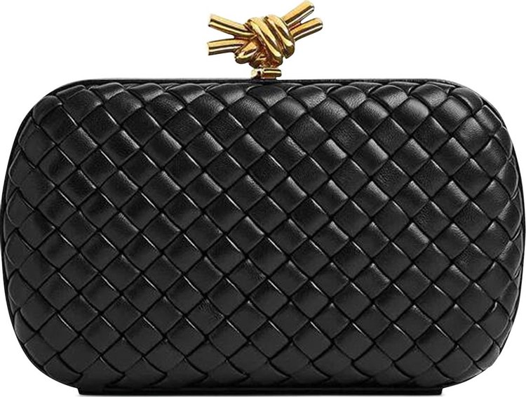 Bottega Veneta Knot Minaudiere Clutch Bag BlackBrass