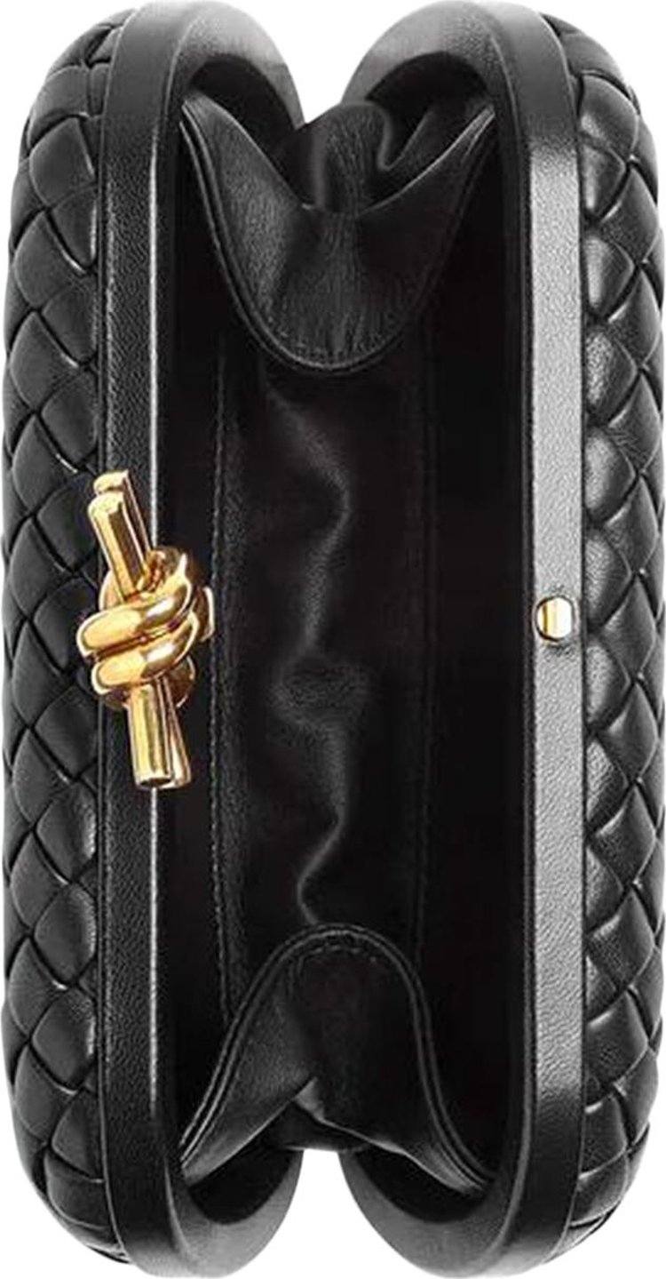 Bottega Veneta Knot Minaudiere Clutch Bag BlackBrass