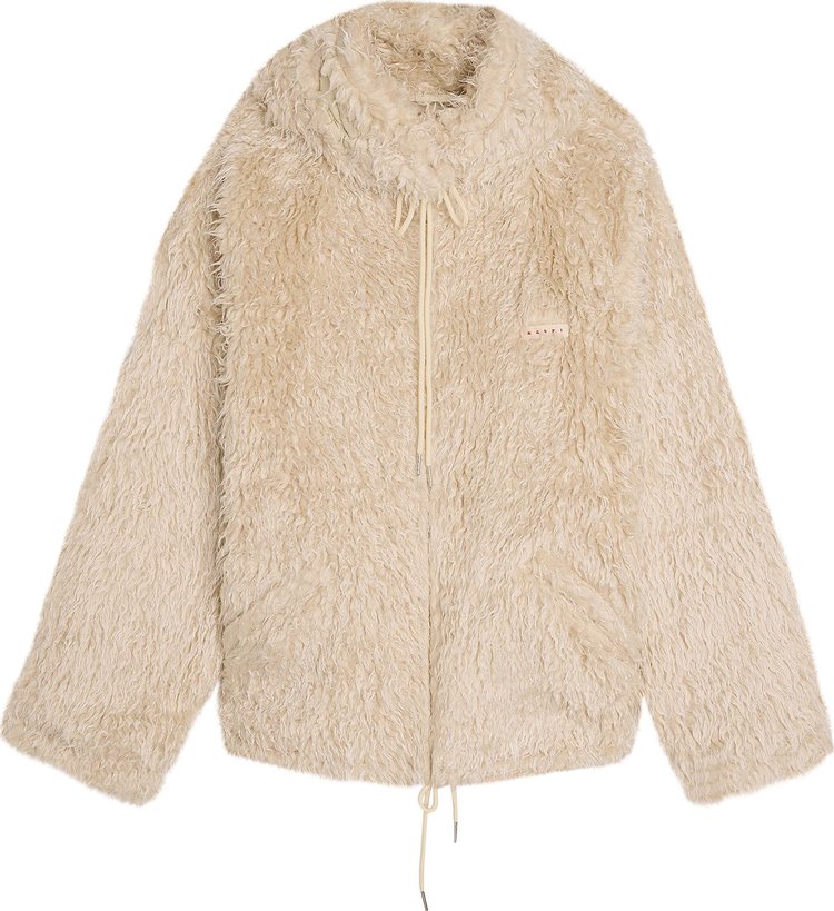 Marni Shaggy Faux Fur Lined Hooded Jacket Glass