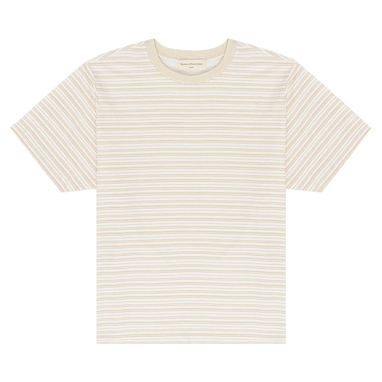 Museum of Peace  Quiet Wordmark Striped T Shirt Bone