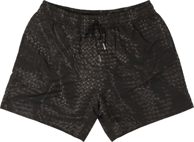 Bottega Veneta Intrecciato Woven Print Swim Shorts Black