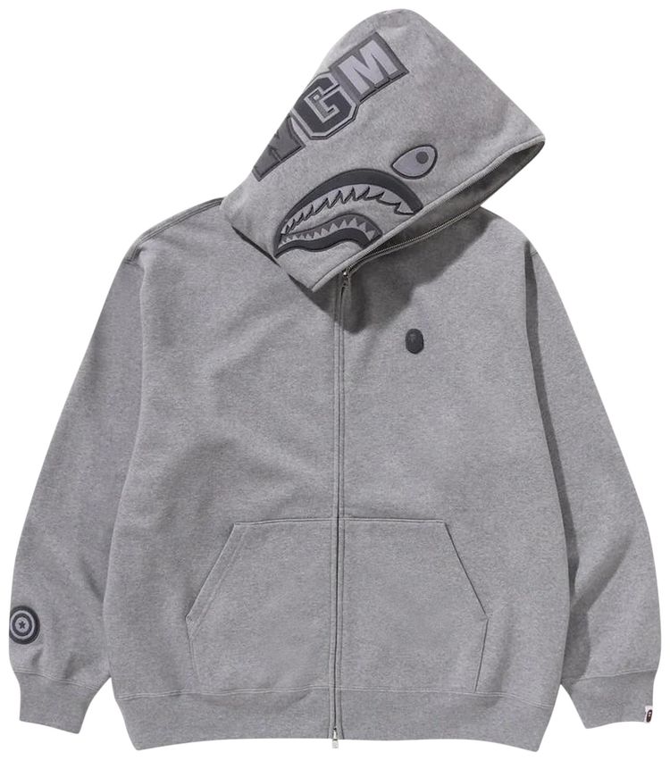 BAPE Ape Head One Point Shark Zip Hoodie Grey