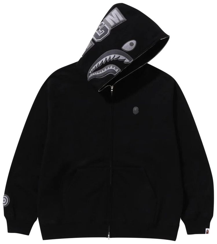 BAPE Ape Head One Point Shark Zip Hoodie Black