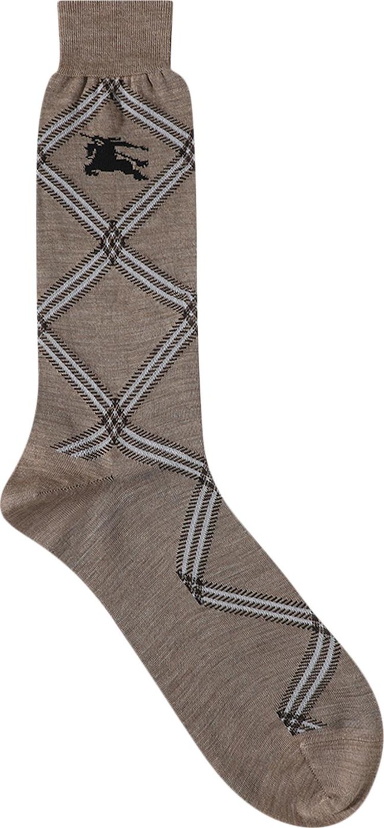 Burberry Logo Intarsia Knit Checked Socks Linden