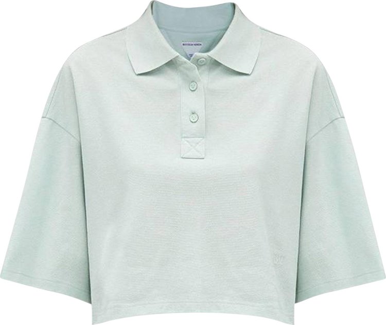 Bottega Veneta Cropped Polo Shirt Light Cyan