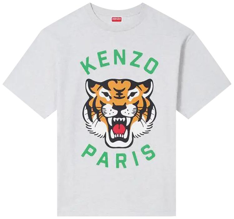 Kenzo Lucky Tiger Oversize T Shirt Pale Grey