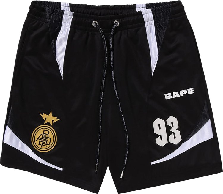 BAPE Multi Logo Relaxed Fit Soccer Shorts Black