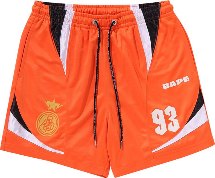 BAPE Multi Logo Relaxed Fit Soccer Shorts Orange